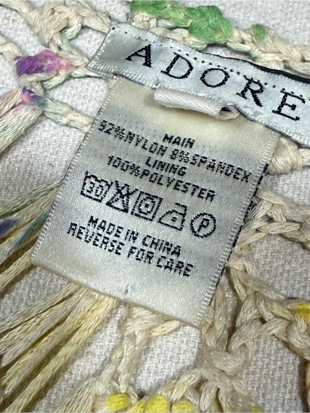 ADORE Multicolor Semi-Sheer Crochet Pullover Top - Size Large - Picture 12 of 15